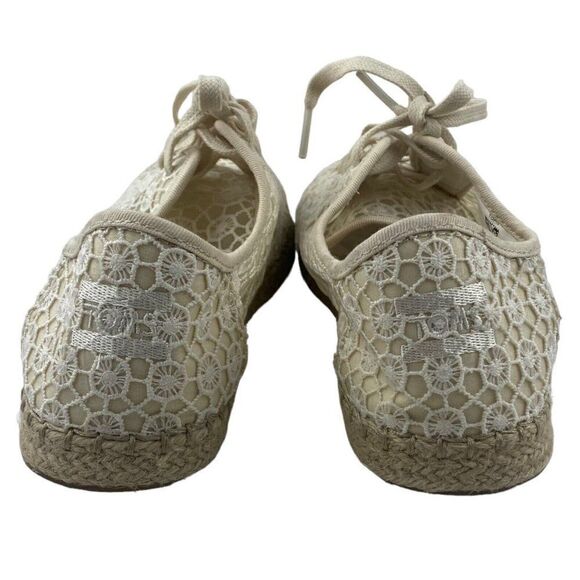 TOMS WOMENS Lena Natural Mosaic Mesh Crochet Jute Lace Up Espadrilles Shoes US 9 - Picture 6 of 14